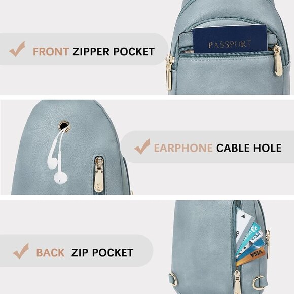 Small Sling Bag for Women Leather Crossbody Bags Fanny Pack Chest Bag for Travel - Picture 5 of 8